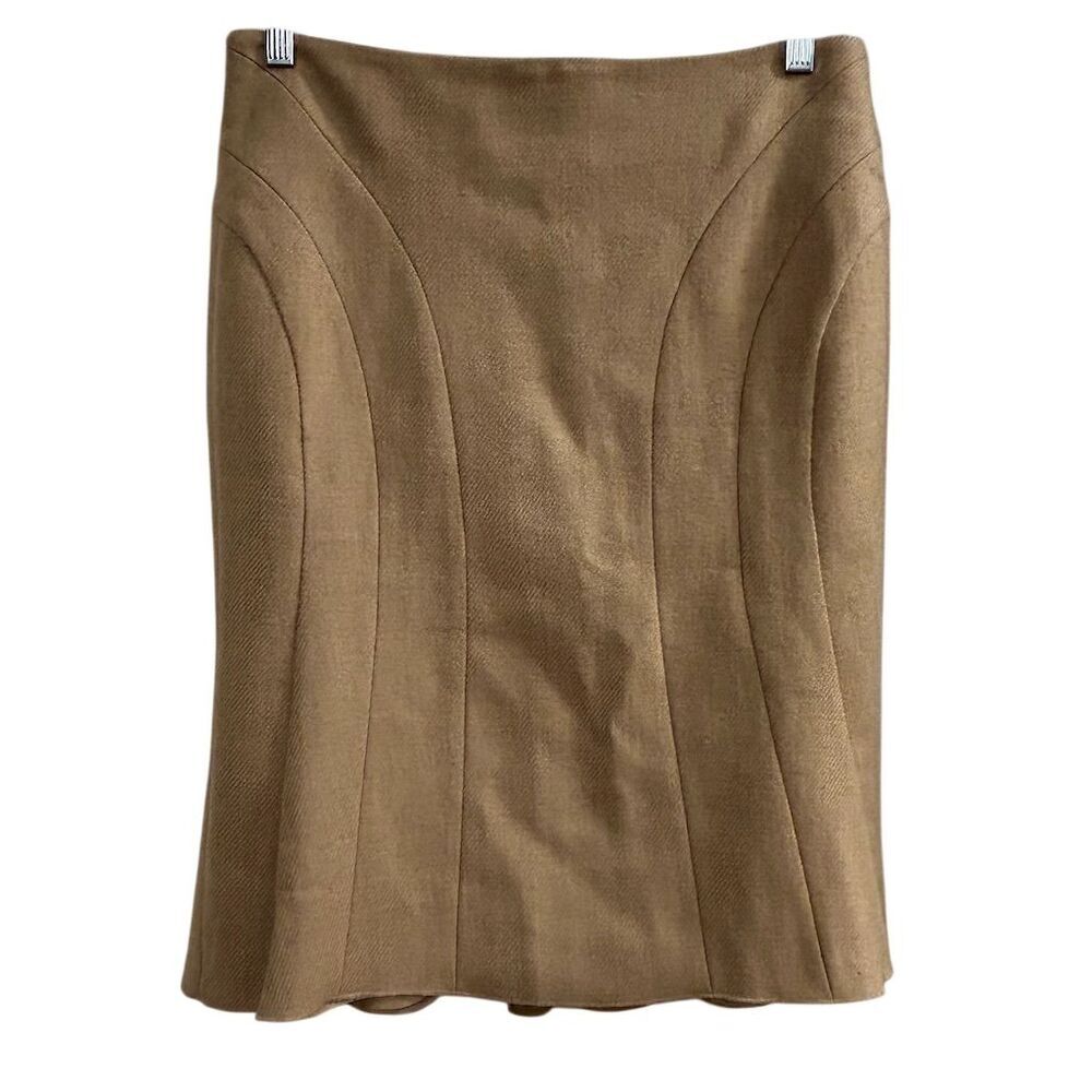BCBGMaxAzria Lexa Fit and‎ Flare Wool
Womens Size 8 Beige Knee Length Skirt